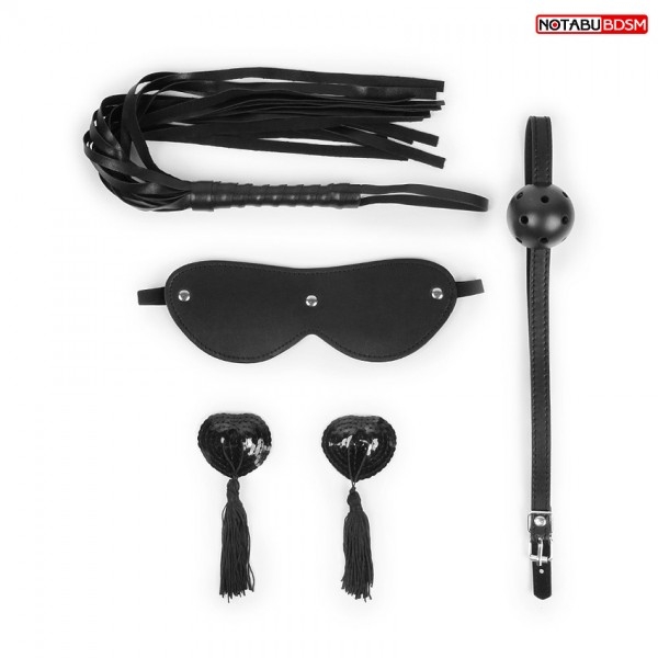 Набор БДСМ-девайсов + подарок "Notabu BDSM" черный 